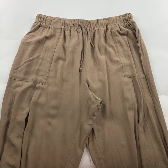 Tarse Brown Linen Blend Relaxed Leg Lounge Pant 2XL - Picture 2 of 6